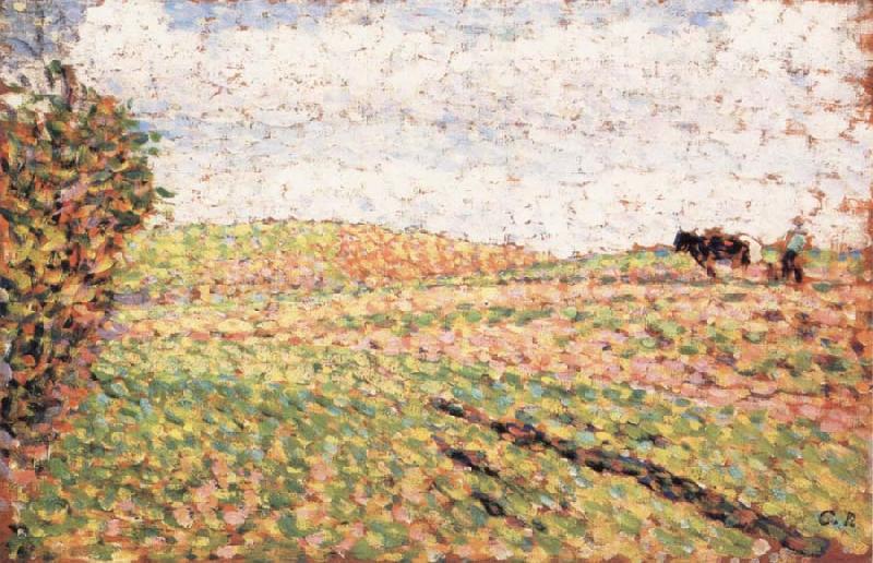 Camille Pissarro Ploughing at Eragny oil painting picture